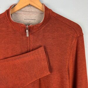 Mizzen Main Men's Large Orange 1/4 Zip Mock Neck Pullover Sweatshirt Performance